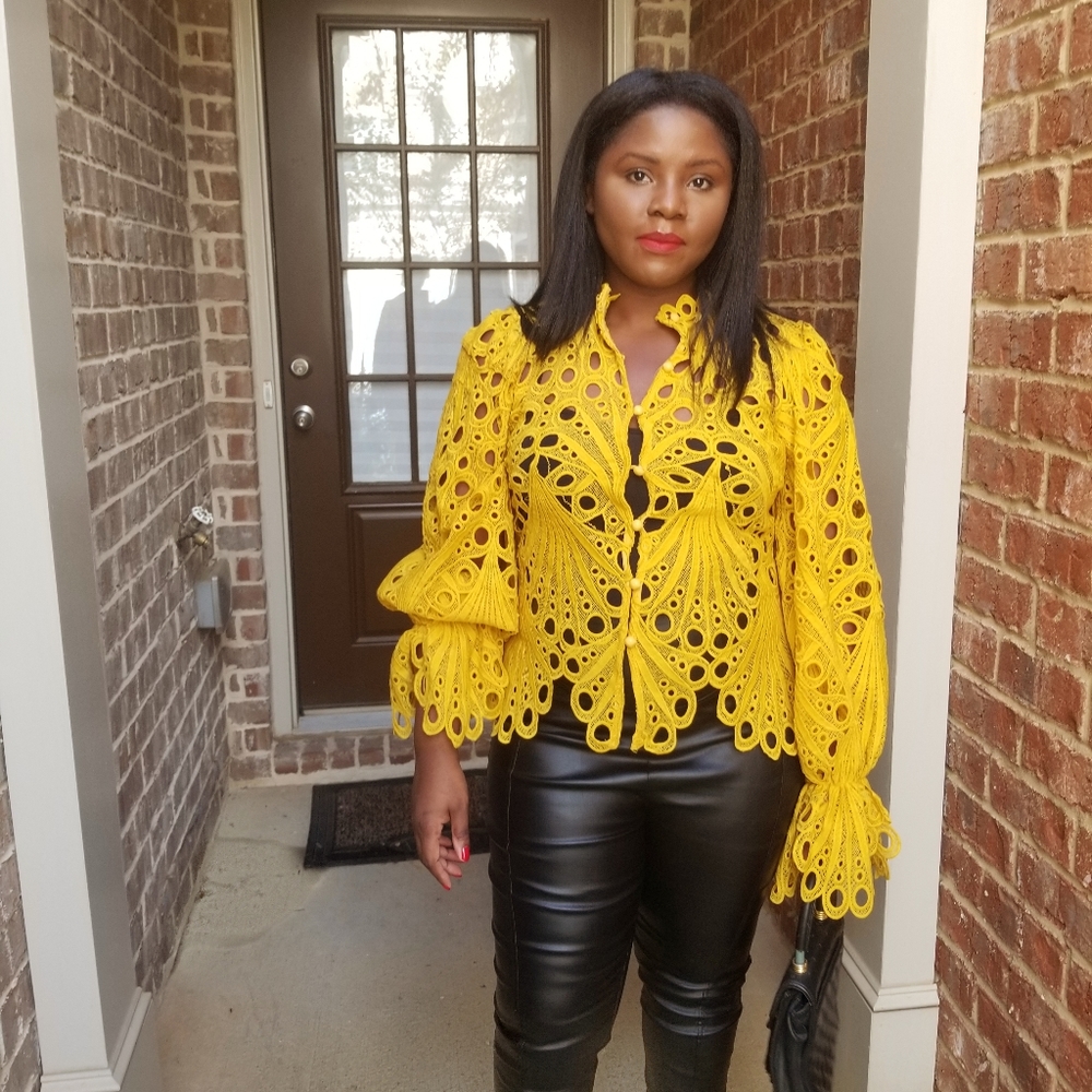 Yellow lace blouse